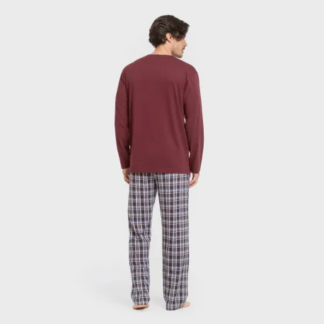 Pijama algodão homem Cuadro Edison bordô