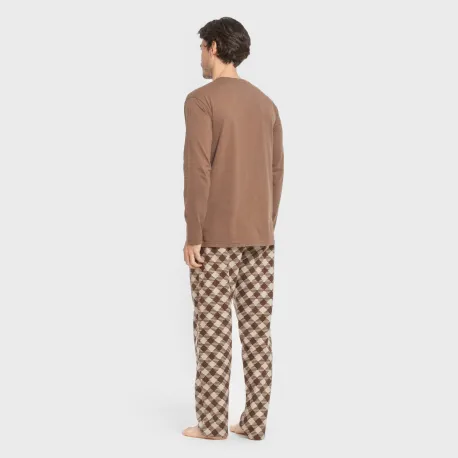 Pijama homem flanela Cuadro Bogota castanho