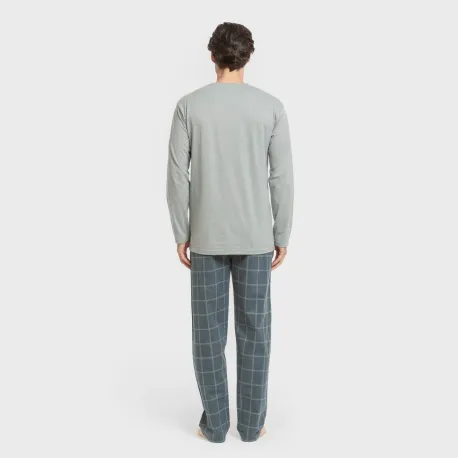 Pijama homem flanela Cuadro Andino verde azul claro