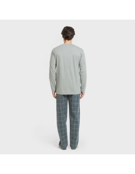 Pijama homem flanela Cuadro Andino verde azul claro Pijama homem flanela Cuadro Andino verde azul claro