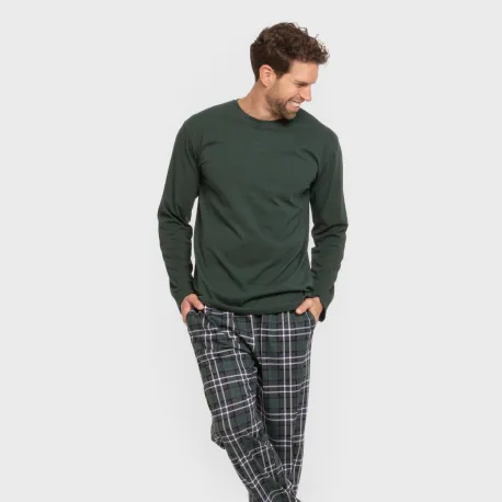 Pijama algodão homem Cuadro Guelo verde