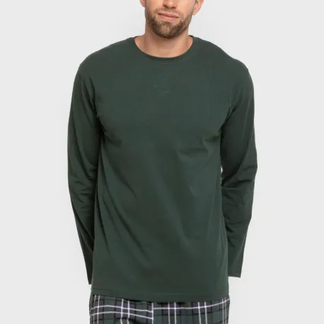 Pijama algodão homem Cuadro Guelo verde