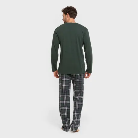 Pijama algodão homem Cuadro Guelo verde