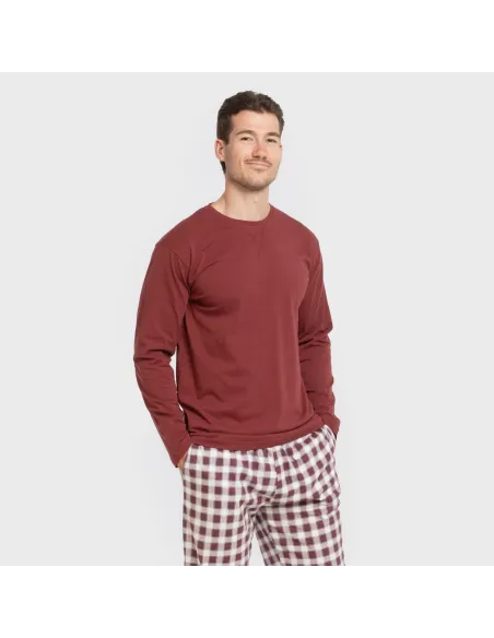 Pijama algodão homem Cuadro Gustavo bordô