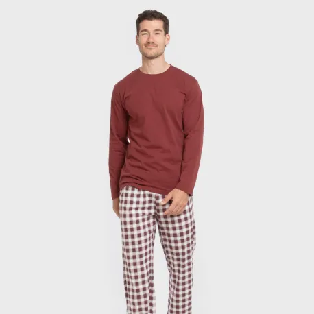 Pijama algodão homem Cuadro Gustavo bordô