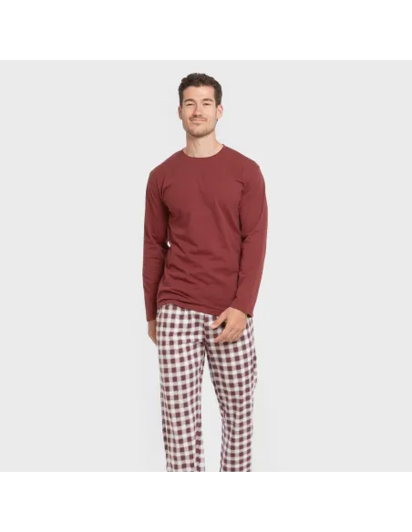 Pijama algodão homem Cuadro Gustavo bordô