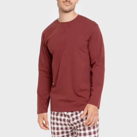 Pijama algodão homem Cuadro Gustavo bordô