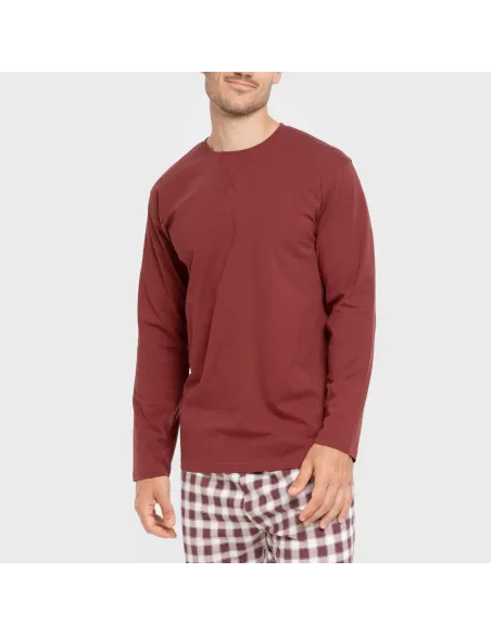 Pijama algodão homem Cuadro Gustavo bordô