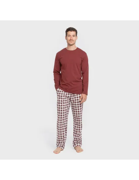 Pijama algodão homem Cuadro Gustavo bordô