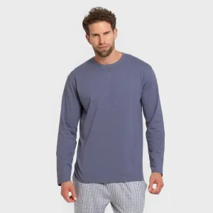 Pijama algodão homem Cuadro Saul azul