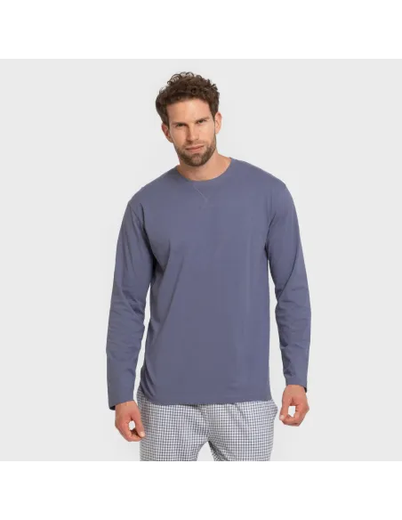 Pijama algodão homem Cuadro Saul azul Pijama algodão homem Cuadro Saul azul