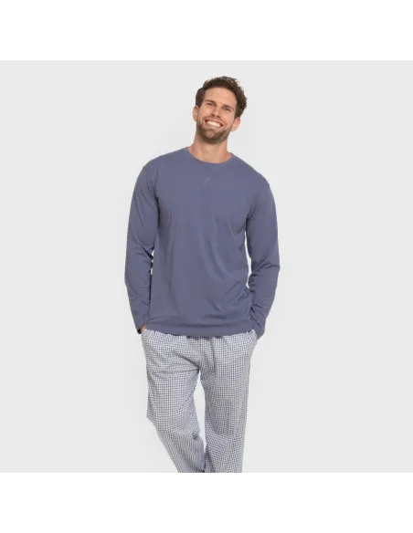 Pijama algodão homem Cuadro Saul azul Pijama algodão homem Cuadro Saul azul