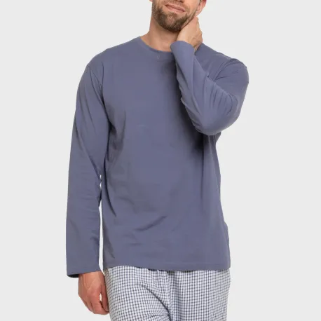 Pijama algodão homem Cuadro Saul azul