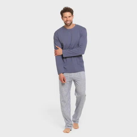 Pijama algodão homem Cuadro Saul azul