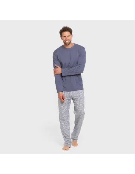 Pijama algodão homem Cuadro Saul azul Pijama algodão homem Cuadro Saul azul