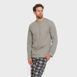 Pijama algodão homem Olmo cinza mesclado 2