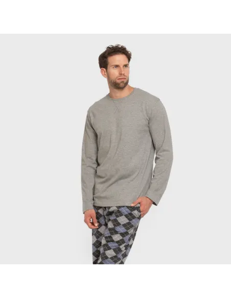 Pijama algodão homem Olmo cinza mesclado Pijama algodão homem Olmo cinza mesclado