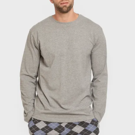 Pijama algodão homem Olmo cinza mesclado