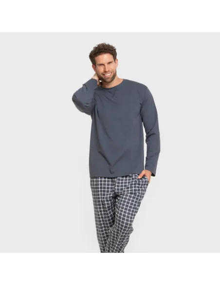 Pijama algodão homem Cuadro Roberto azul Pijama algodão homem Cuadro Roberto azul