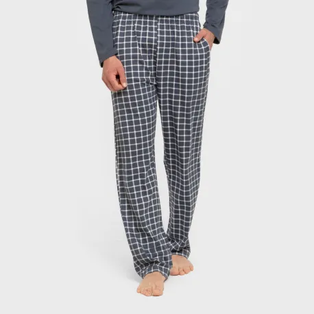 Pijama algodão homem Cuadro Roberto azul