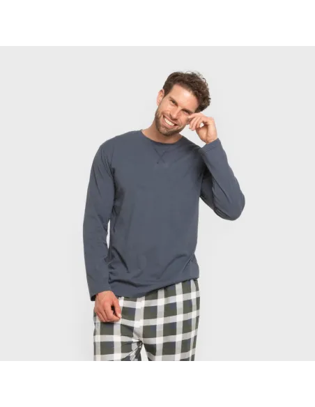 Pijama algodão homem Cuadro Ferni azul marinho Pijama algodão homem Cuadro Ferni azul marinho