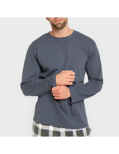 Pijama algodão homem Cuadro Ferni azul marinho Pijama algodão homem Cuadro Ferni azul marinho