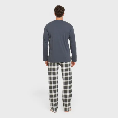 Pijama algodão homem Cuadro Ferni azul marinho