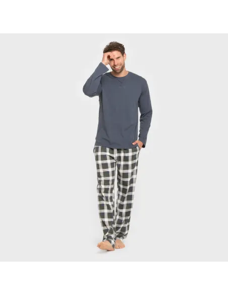 Pijama algodão homem Cuadro Ferni azul marinho Pijama algodão homem Cuadro Ferni azul marinho