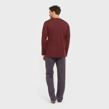 Pijama algodão homem Harry bordô
