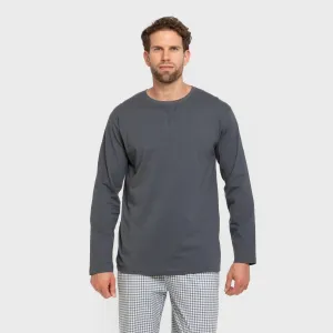 Pijama algodão homem Cuadro Edmund azul