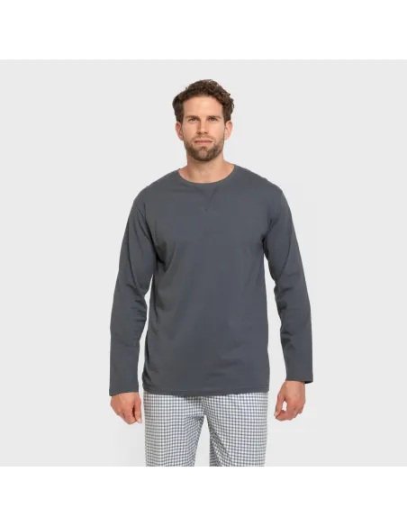 Pijama algodão homem Cuadro Edmund azul Pijama algodão homem Cuadro Edmund azul