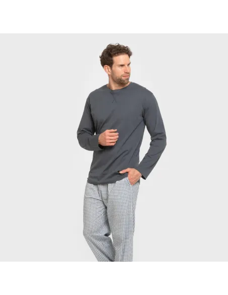 Pijama algodão homem Cuadro Edmund azul Pijama algodão homem Cuadro Edmund azul