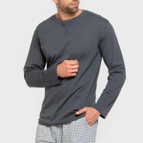 Pijama algodão homem Cuadro Edmund azul