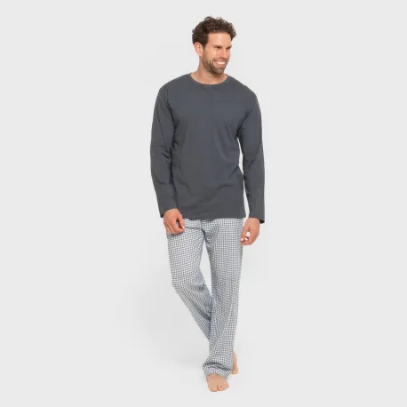 Pijama algodão homem Cuadro Edmund azul