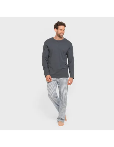 Pijama algodão homem Cuadro Edmund azul Pijama algodão homem Cuadro Edmund azul