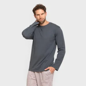 Pijama algodão homem Cuadro Michael azul