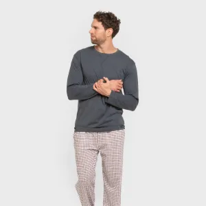 Pijama algodão homem Cuadro Michael azul 2