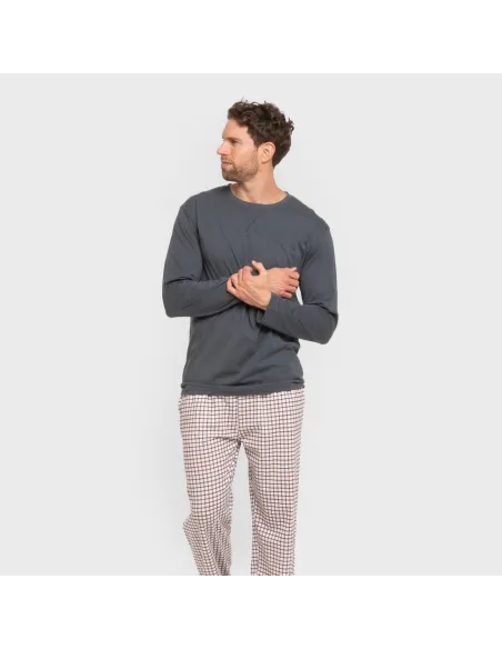 Pijama algodão homem Cuadro Michael azul Pijama algodão homem Cuadro Michael azul