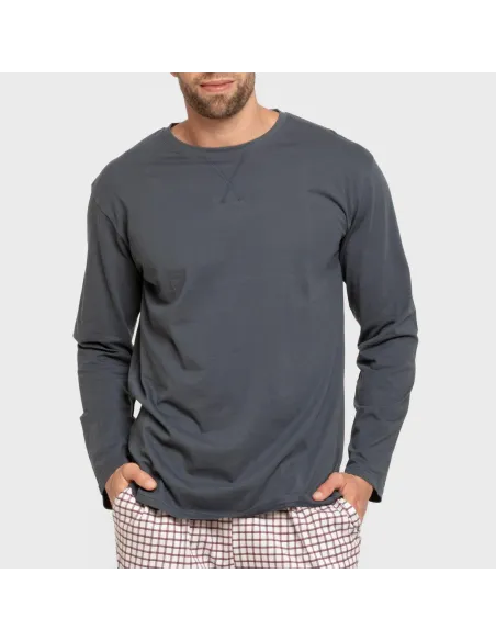 Pijama algodão homem Cuadro Michael azul Pijama algodão homem Cuadro Michael azul