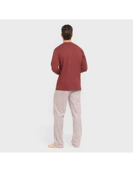 Pijama algodão homem Cuadro Michael bordô
