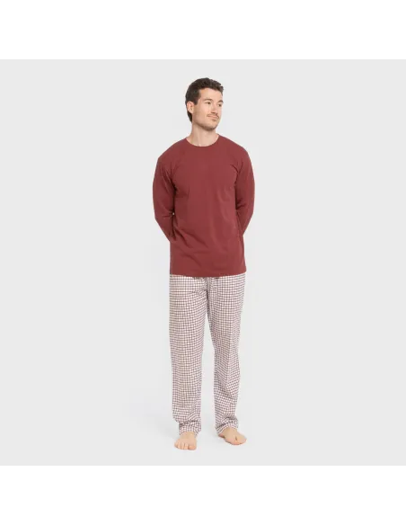 Pijama algodão homem Cuadro Michael bordô