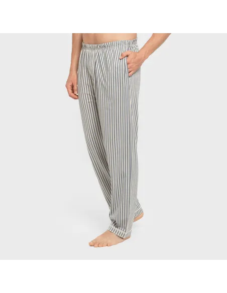 Pijama comprido camisa algodão homem Raya Ceballos indigo