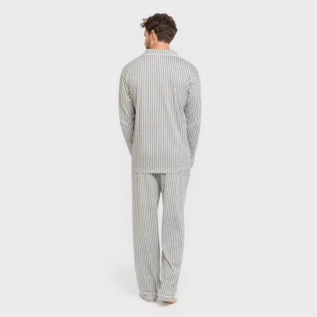 Pijama comprido camisa algodão homem Raya Ceballos indigo