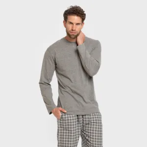 Pijama homem flanela Cuadro Roberto cinza