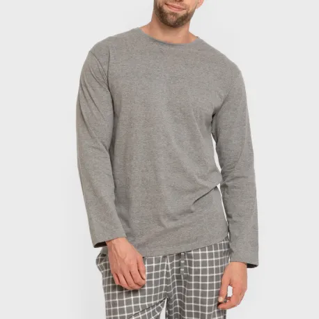 Pijama homem flanela Cuadro Roberto cinza