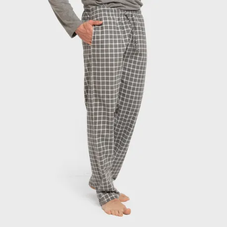 Pijama homem flanela Cuadro Roberto cinza