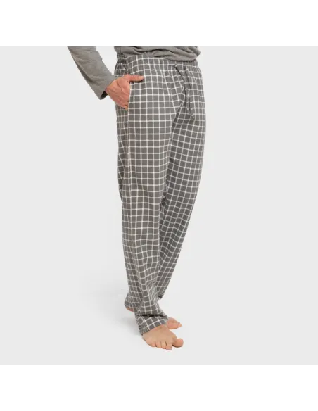 Pijama homem flanela Cuadro Roberto cinza Pijama homem flanela Cuadro Roberto cinza