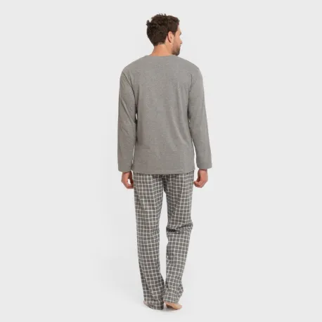 Pijama homem flanela Cuadro Roberto cinza