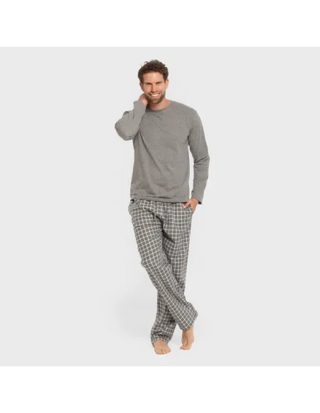 Pijama homem flanela Cuadro Roberto cinza Pijama homem flanela Cuadro Roberto cinza