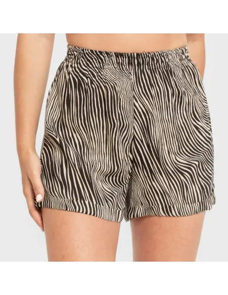 Calções viscosa bambula Drus bege - preto